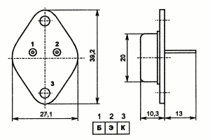Цоколевка и размеры транзистора 2Т825В