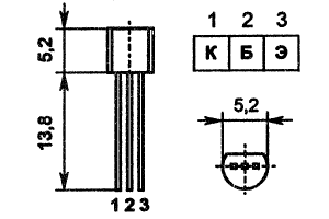 Цоколевка и размеры транзистора КТ503Г