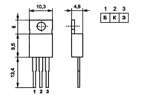 Цоколевка и размеры транзистора КТ855А